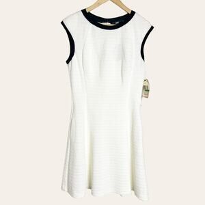 ABS Allen Schwartz Vintage White Fit & Flare Skater Dress Size L